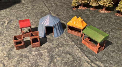 Market stall and tent scatter - market,
